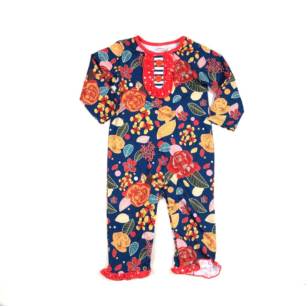 GIRLS FLORAL PRINT FALL ROMPER SIZE 12M